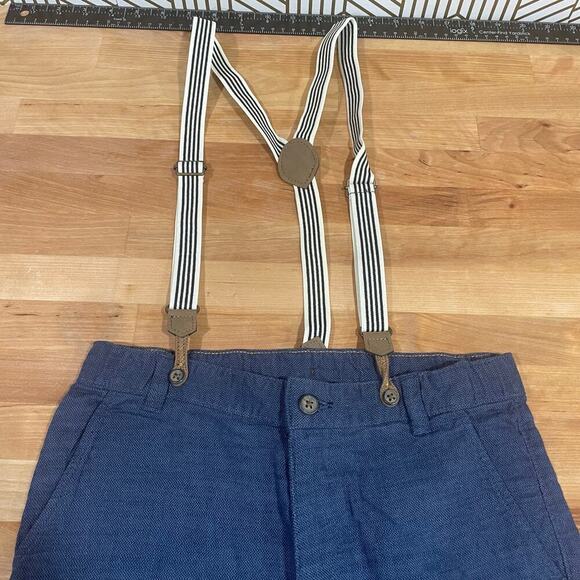 H&M boys long shirts with suspenders US 9-10 blue 100% cotton fancy preppy - Picture 5 of 5